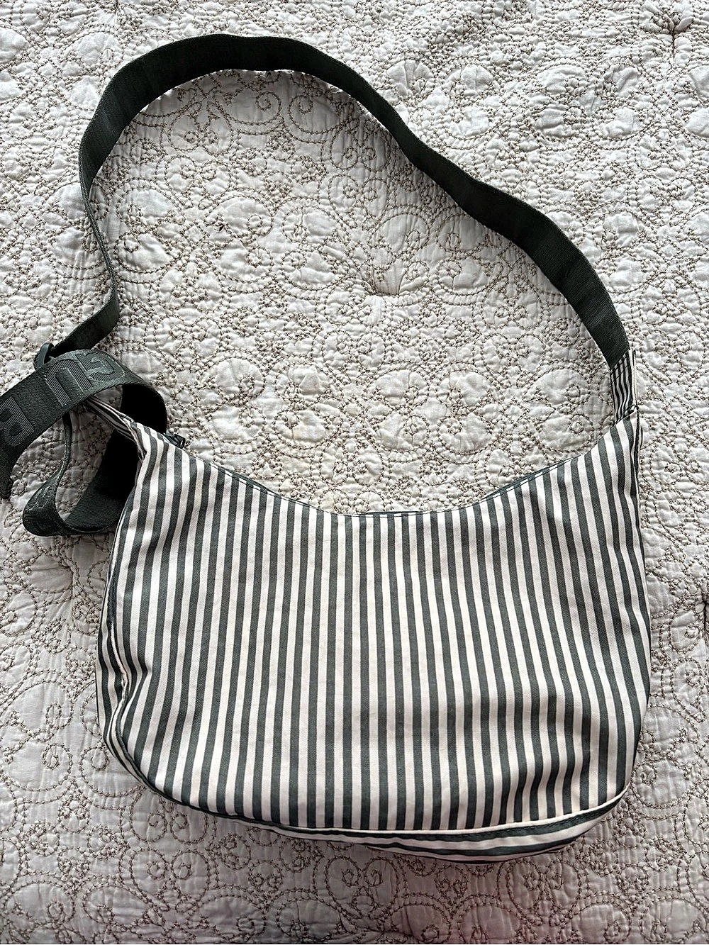 Baggu Sage Stripe Medium Crescent